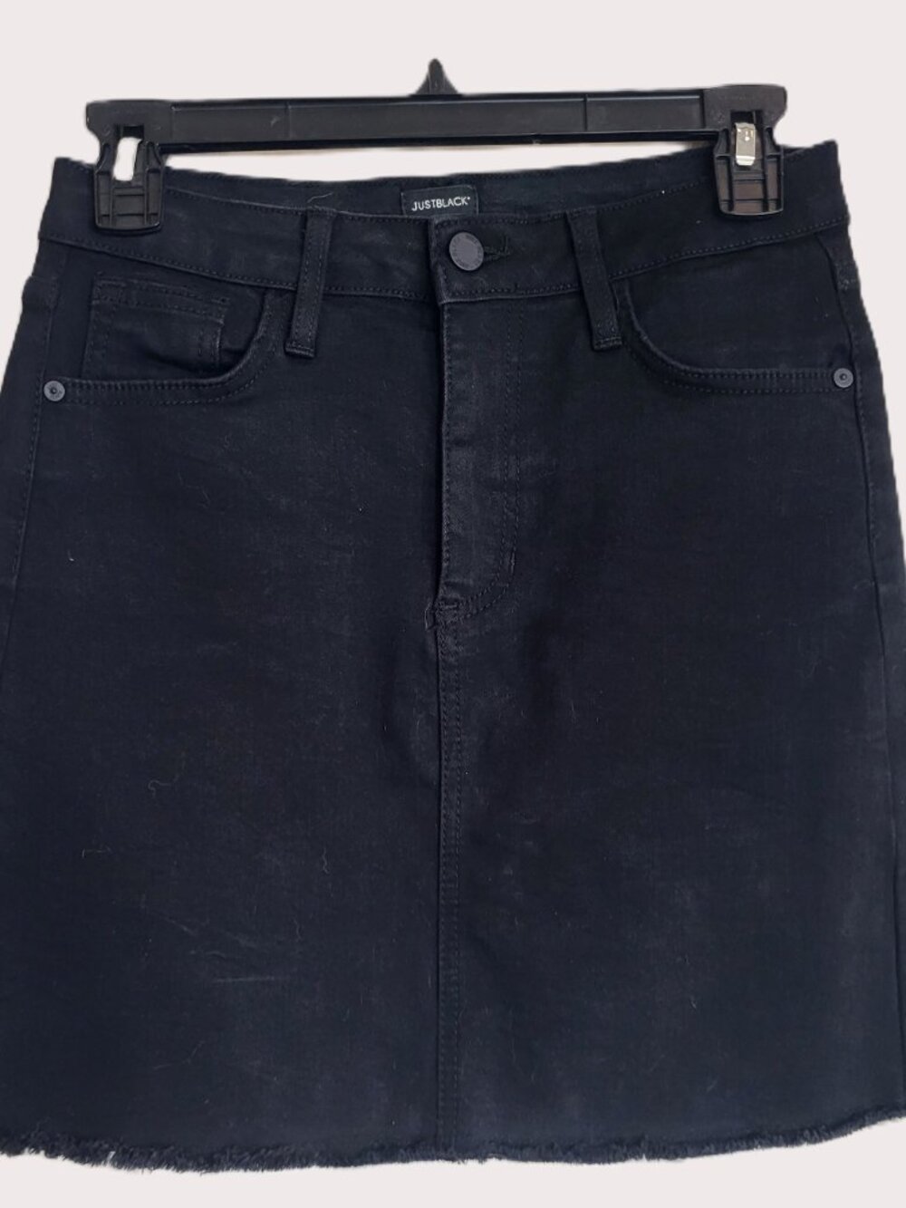 Just Black Denim A-Line Skirt with Raw Hem XS Black